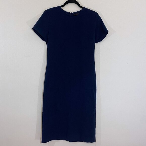Jenni Kayne Crepe T-Shirt Midi Dress Navy Blue Short Sleeve Shift Sheath Small - Picture 1 of 6